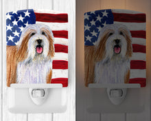 Load image into Gallery viewer, USA American Flag with Bearded Collie Ceramic Night Light SS4245CNL