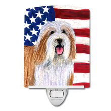 Load image into Gallery viewer, USA American Flag with Bearded Collie Ceramic Night Light SS4245CNL