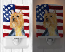 Load image into Gallery viewer, USA American Flag with Silky Terrier Ceramic Night Light SS4250CNL