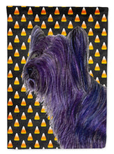 Load image into Gallery viewer, Skye Terrier Candy Corn Halloween Portrait Flag Canvas House Size