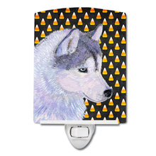 Load image into Gallery viewer, Siberian Husky Candy Corn Halloween Portrait Ceramic Night Light SS4257CNL