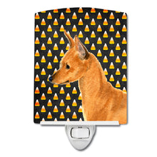 Load image into Gallery viewer, Min Pin Candy Corn Halloween Portrait Ceramic Night Light SS4259CNL