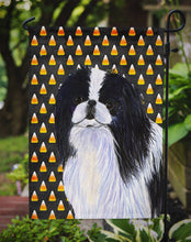 Load image into Gallery viewer, Japanese Chin Candy Corn Halloween Portrait Garden Flag – Decorative Outdoor Yard Flag