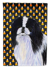 Load image into Gallery viewer, Japanese Chin Candy Corn Halloween Portrait Garden Flag – Decorative Outdoor Yard Flag