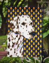 Load image into Gallery viewer, Dalmatian Candy Corn Halloween Portrait Garden Flag – Decorative Outdoor Yard Flag