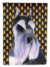 Load image into Gallery viewer, Schnauzer Candy Corn Halloween Portrait Garden Flag – Decorative Outdoor Yard Flag