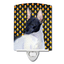 Load image into Gallery viewer, Rat Terrier Candy Corn Halloween Portrait Ceramic Night Light SS4273CNL