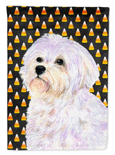Load image into Gallery viewer, Maltese Candy Corn Halloween Portrait Flag Canvas House Size