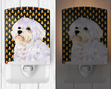 Load image into Gallery viewer, Maltese Candy Corn Halloween Portrait Ceramic Night Light SS4274CNL