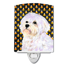 Load image into Gallery viewer, Maltese Candy Corn Halloween Portrait Ceramic Night Light SS4274CNL