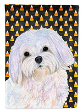 Load image into Gallery viewer, Maltese Candy Corn Halloween Portrait Flag Canvas House Size