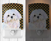 Load image into Gallery viewer, Maltese Candy Corn Halloween Portrait Ceramic Night Light SS4275CNL