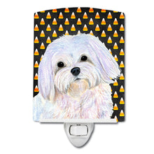 Load image into Gallery viewer, Maltese Candy Corn Halloween Portrait Ceramic Night Light SS4275CNL