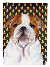 Load image into Gallery viewer, Bulldog English Candy Corn Halloween Portrait Flag Canvas House Size