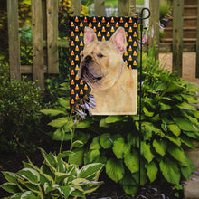 Load image into Gallery viewer, French Bulldog Candy Corn Halloween Portrait Garden Flag – Decorative Outdoor Yard Flag
