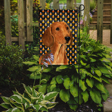 Load image into Gallery viewer, Dachshund Candy Corn Halloween Portrait Garden Flag – Decorative Outdoor Yard Flag
