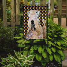 Load image into Gallery viewer, Wheaten Terrier Soft Coated Candy Corn Halloween Portrait Garden Flag – Decorative Outdoor Yard Flag