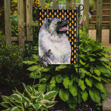 Load image into Gallery viewer, Keeshond Candy Corn Halloween Portrait Garden Flag – Decorative Outdoor Yard Flag