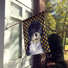 Load image into Gallery viewer, Portuguese Water Dog Candy Corn Halloween Portrait Flag Canvas House Size