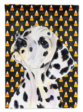 Load image into Gallery viewer, Dalmatian Candy Corn Halloween Portrait Garden Flag – Decorative Outdoor Yard Flag