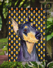 Load image into Gallery viewer, Doberman Candy Corn Halloween Portrait Garden Flag – Decorative Outdoor Yard Flag