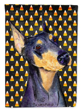 Load image into Gallery viewer, Doberman Candy Corn Halloween Portrait Garden Flag – Decorative Outdoor Yard Flag