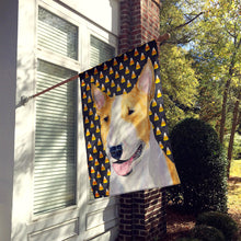 Load image into Gallery viewer, Bull Terrier Candy Corn Halloween Portrait Flag Canvas House Size