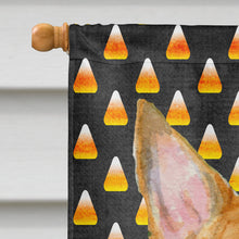 Load image into Gallery viewer, Bull Terrier Candy Corn Halloween Portrait Flag Canvas House Size