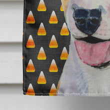 Load image into Gallery viewer, Bull Terrier Candy Corn Halloween Portrait Flag Canvas House Size
