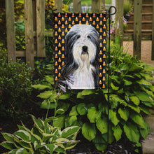Load image into Gallery viewer, Bearded Collie Candy Corn Halloween Portrait Garden Flag – Decorative Outdoor Yard Flag