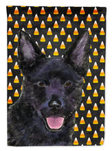 Load image into Gallery viewer, Australian Kelpie Candy Corn Halloween Portrait Garden Flag – Decorative Outdoor Yard Flag