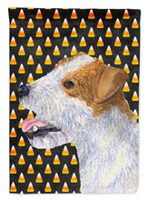Load image into Gallery viewer, Jack Russell Terrier Candy Corn Halloween Portrait Flag Canvas House Size