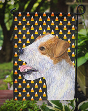 Load image into Gallery viewer, Jack Russell Terrier Candy Corn Halloween Portrait Garden Flag – Decorative Outdoor Yard Flag