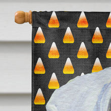 Load image into Gallery viewer, Boxer White Candy Corn Halloween Portrait Flag Canvas House Size