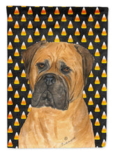 Load image into Gallery viewer, Bullmastiff Candy Corn Halloween Portrait Flag Canvas House Size