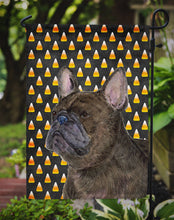 Load image into Gallery viewer, French Bulldog Candy Corn Halloween Portrait Garden Flag – Decorative Outdoor Yard Flag