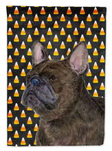 Load image into Gallery viewer, French Bulldog Candy Corn Halloween Portrait Garden Flag – Decorative Outdoor Yard Flag