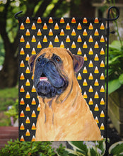 Load image into Gallery viewer, Mastiff Candy Corn Halloween Portrait Garden Flag – Decorative Outdoor Yard Flag