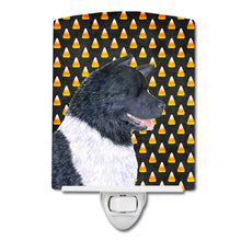 Load image into Gallery viewer, Akita Candy Corn Halloween Portrait Ceramic Night Light SS4314CNL