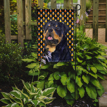 Load image into Gallery viewer, Rottweiler Candy Corn Halloween Portrait Garden Flag – Decorative Outdoor Yard Flag