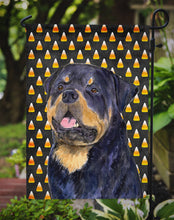 Load image into Gallery viewer, Rottweiler Candy Corn Halloween Portrait Garden Flag – Decorative Outdoor Yard Flag