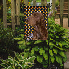Load image into Gallery viewer, Field Spaniel Candy Corn Halloween Portrait Garden Flag – Decorative Outdoor Yard Flag