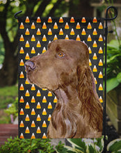 Load image into Gallery viewer, Field Spaniel Candy Corn Halloween Portrait Garden Flag – Decorative Outdoor Yard Flag