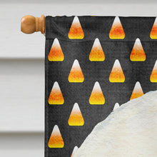 Load image into Gallery viewer, Bichon Frise Candy Corn Halloween Portrait Flag Canvas House Size