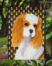 Load image into Gallery viewer, Cavalier Spaniel Candy Corn Halloween Portrait Garden Flag – Decorative Outdoor Yard Flag
