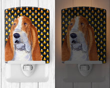 Load image into Gallery viewer, Basset Hound Candy Corn Halloween Portrait Ceramic Night Light SS4321CNL