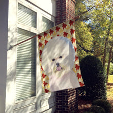 Load image into Gallery viewer, Bichon Frise Fall Leaves Portrait Flag Canvas House Size