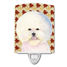 Load image into Gallery viewer, Bichon Frise Fall Leaves Portrait Ceramic Night Light SS4330CNL