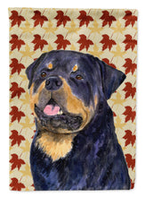 Load image into Gallery viewer, Rottweiler Fall Leaves Portrait Flag Canvas House Size