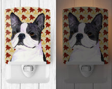 Load image into Gallery viewer, Boston Terrier Fall Leaves Portrait Ceramic Night Light SS4340CNL